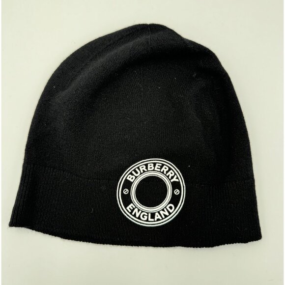 Burberry BB Roundel Logo Graphic Cashmere Blend Beanie Black - Picture 2 of 10